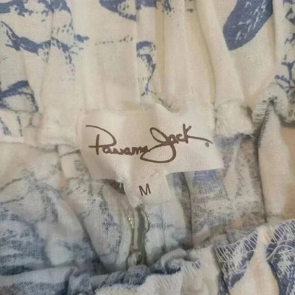 Panama Jack Women's White & Navy Linen/Lyocell Pull Up Shorts w Elastic Waist & - Picture 12 of 12